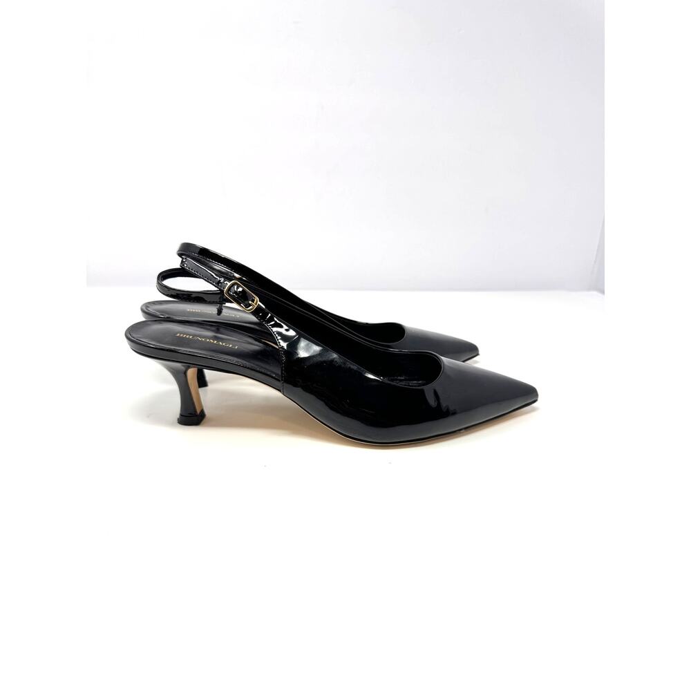 Bruno Magli Palerma Black Slingback Pumps Kitten Heels Size 39.5 US 9.5
